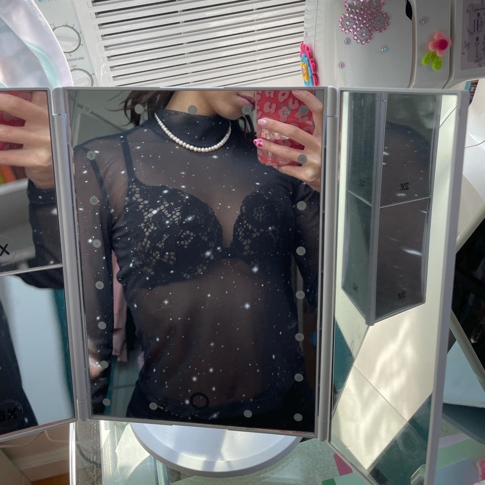 mech star patterned mock neck top